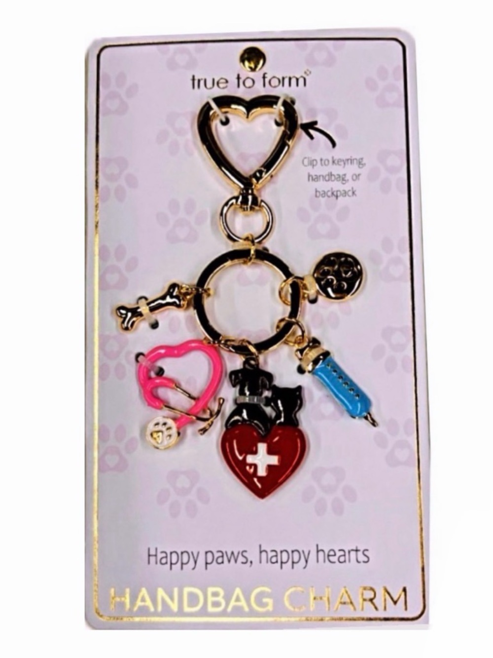 NWT ⚜️♥️⚜️ True to Form Veterinarian Keychain BAG Charm ON CARD